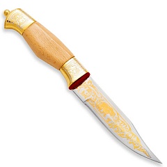 Украшенный нож «Золоченый», в деревянной ножне